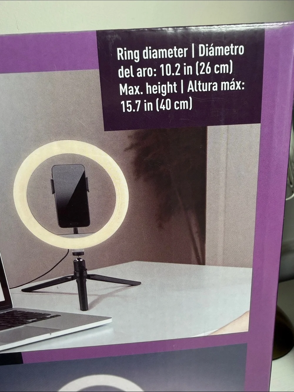 Livarno Home LED Selfie Ring Light with Tripod – 10.2”. New in Box!